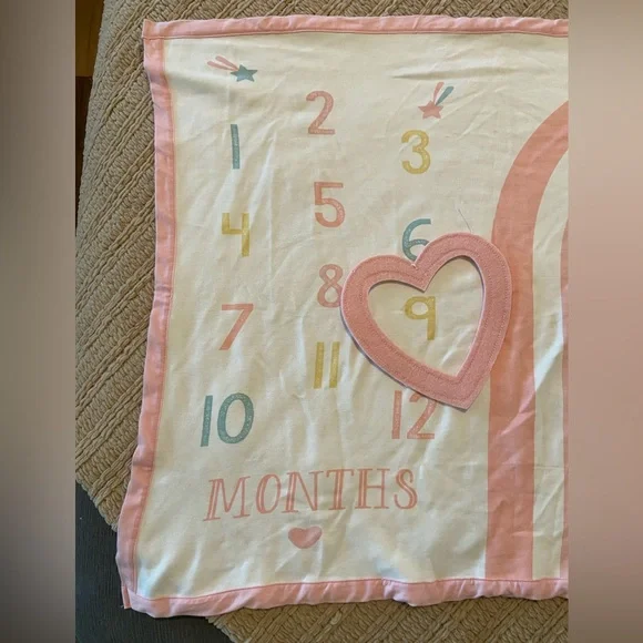 NWOT rainbow baby girl blanket with months for monthly pictures - Picture 3 of 3